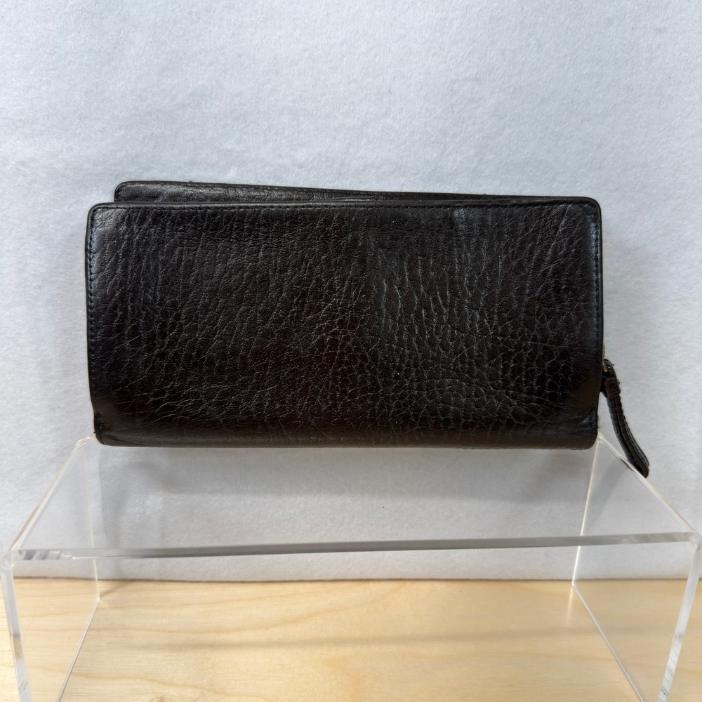 Kenneth Cole‎ New York Brown Pebbled Leather Studded Continental Wallet Clutch - Picture 2 of 5